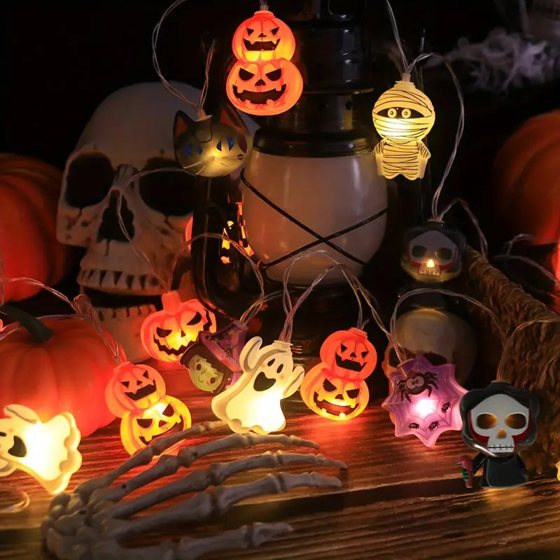 Halloween String Lights | Pumpkin and Spider Design