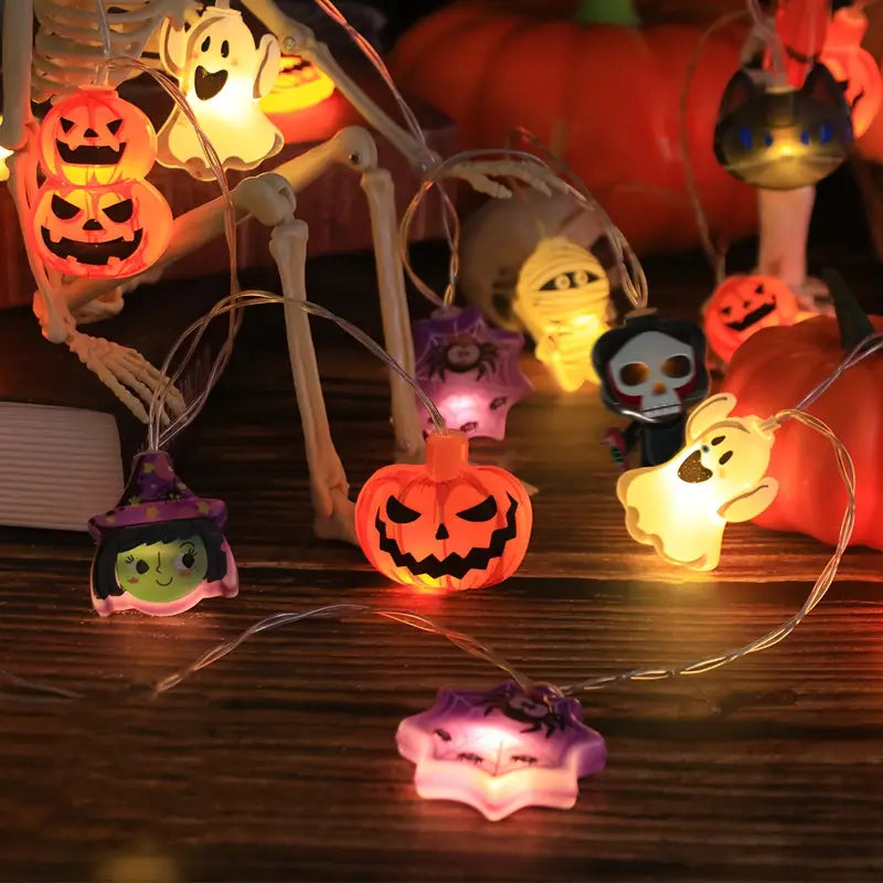 Halloween String Lights | Pumpkin and Spider Design