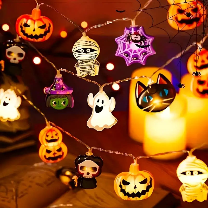 Halloween String Lights | Pumpkin and Spider Design