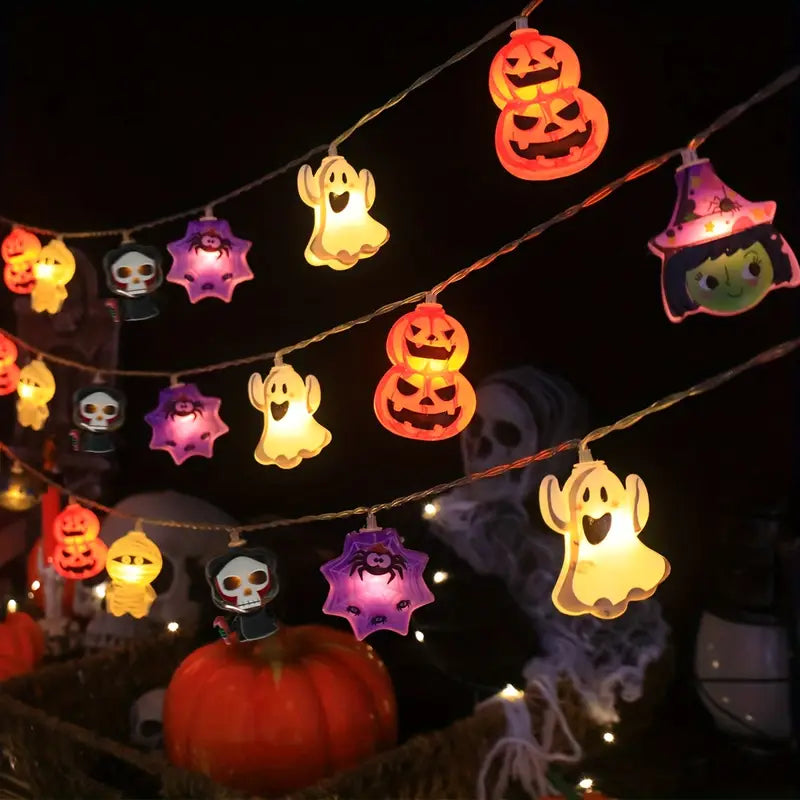 Halloween String Lights | Pumpkin and Spider Design