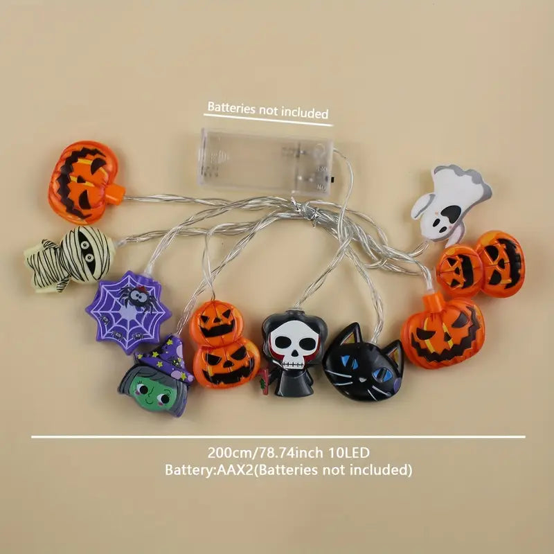 Halloween String Lights | Pumpkin and Spider Design