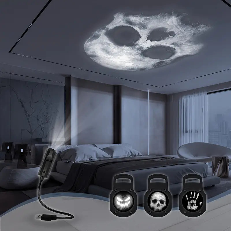 Halloween Skull | LED Nightstand Lamp with Projections