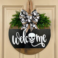Spooky Skull Wreath – Rustic Halloween Front Door Welcome Sign