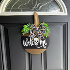 Spooky Skull Wreath – Rustic Halloween Front Door Welcome Sign