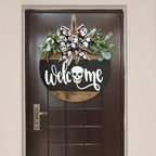 Spooky Skull Wreath – Rustic Halloween Front Door Welcome Sign
