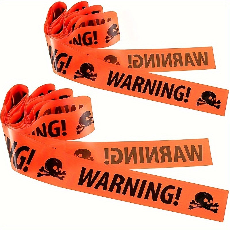 Spooky Halloween Skull Banner – Plastic Warning Tape Decoration