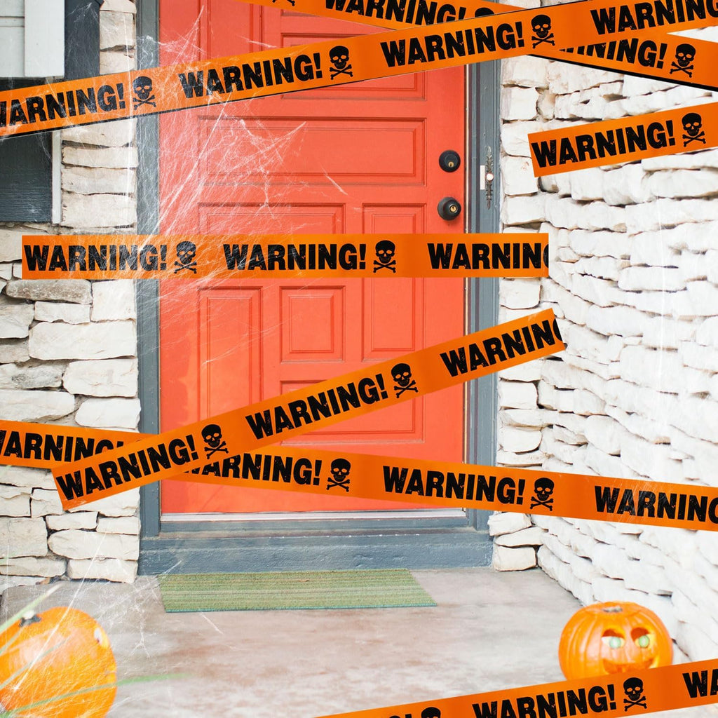 Spooky Halloween Skull Banner – Plastic Warning Tape Decoration