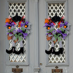 Whimsical Witch Legs Wreath – Festive Halloween Front Door Decoration