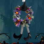 Whimsical Witch Legs Wreath – Festive Halloween Front Door Decoration