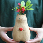 Handmade cat vase made of wood – Unique & Eco-friendly decor