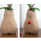 Handmade cat vase made of wood – Unique & Eco-friendly decor