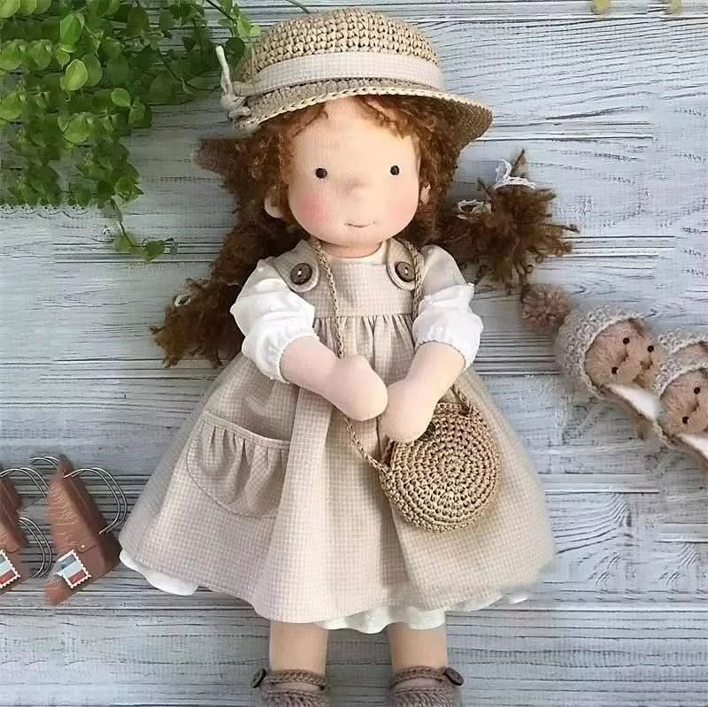Handmade cotton Waldorf doll with accessories