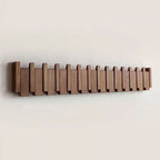Handcrafted piano-style wall coat rack made from walnut & beech