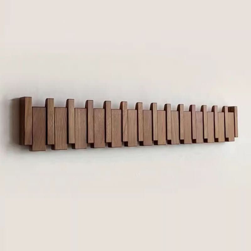 Handcrafted piano-style wall coat rack made from walnut & beech