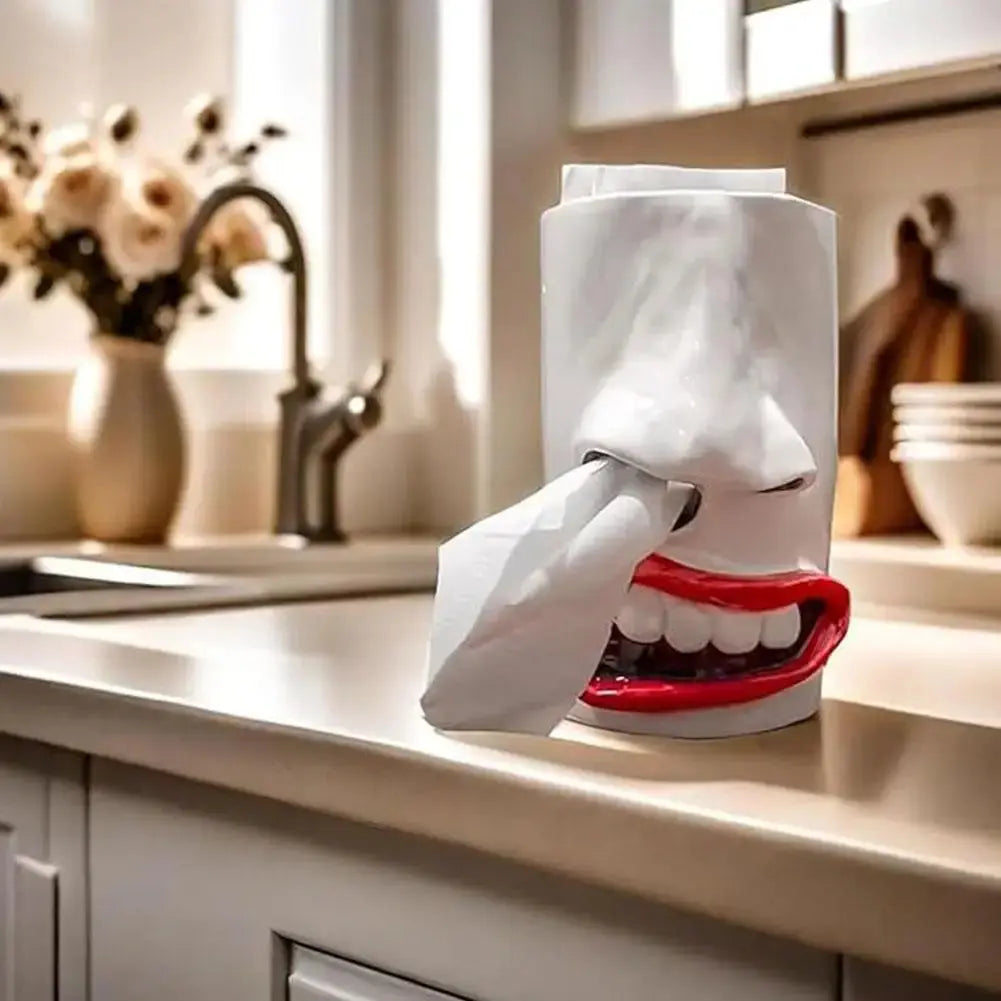 Handcrafted funny face towel holder