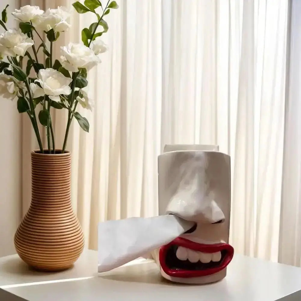 Handcrafted funny face towel holder