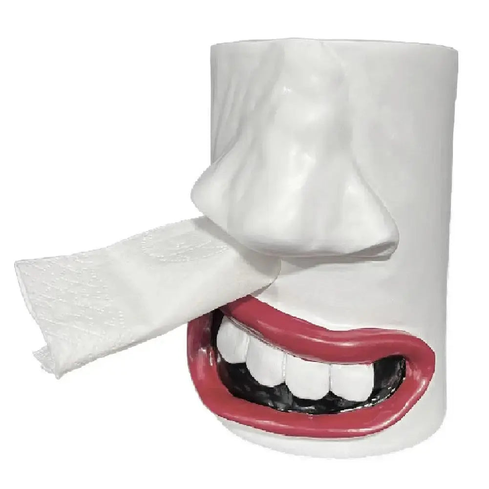 Handcrafted funny face towel holder