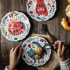 Hand-painted cat ceramic plate