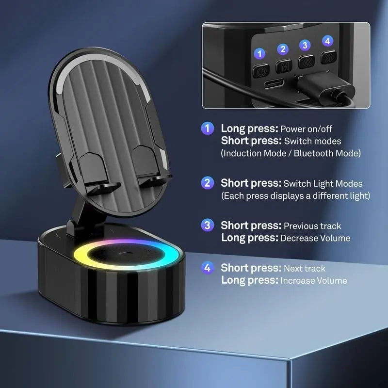 Handy Stand with Induction Speaker & Power Bank