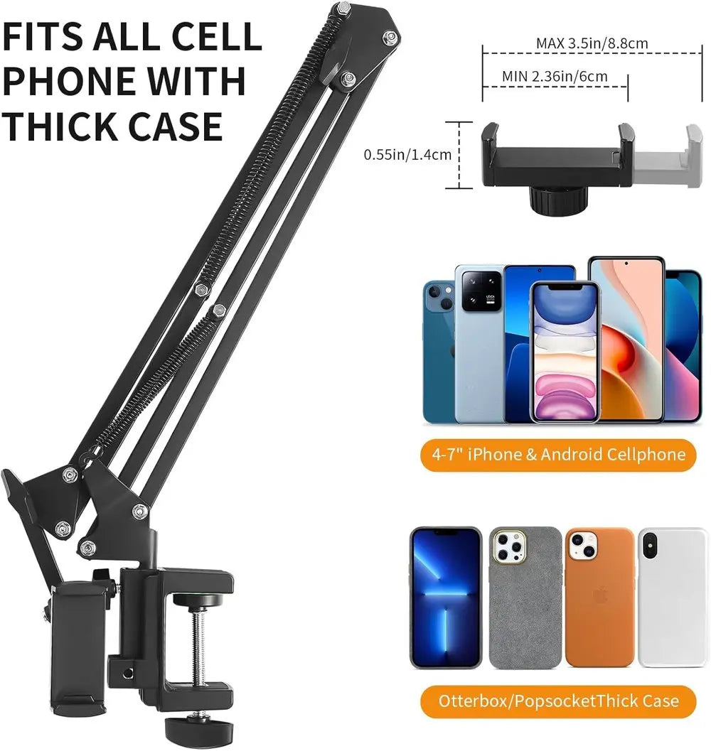 Device holder for the bed with long arm – Holds devices up to 1.2 kg safely