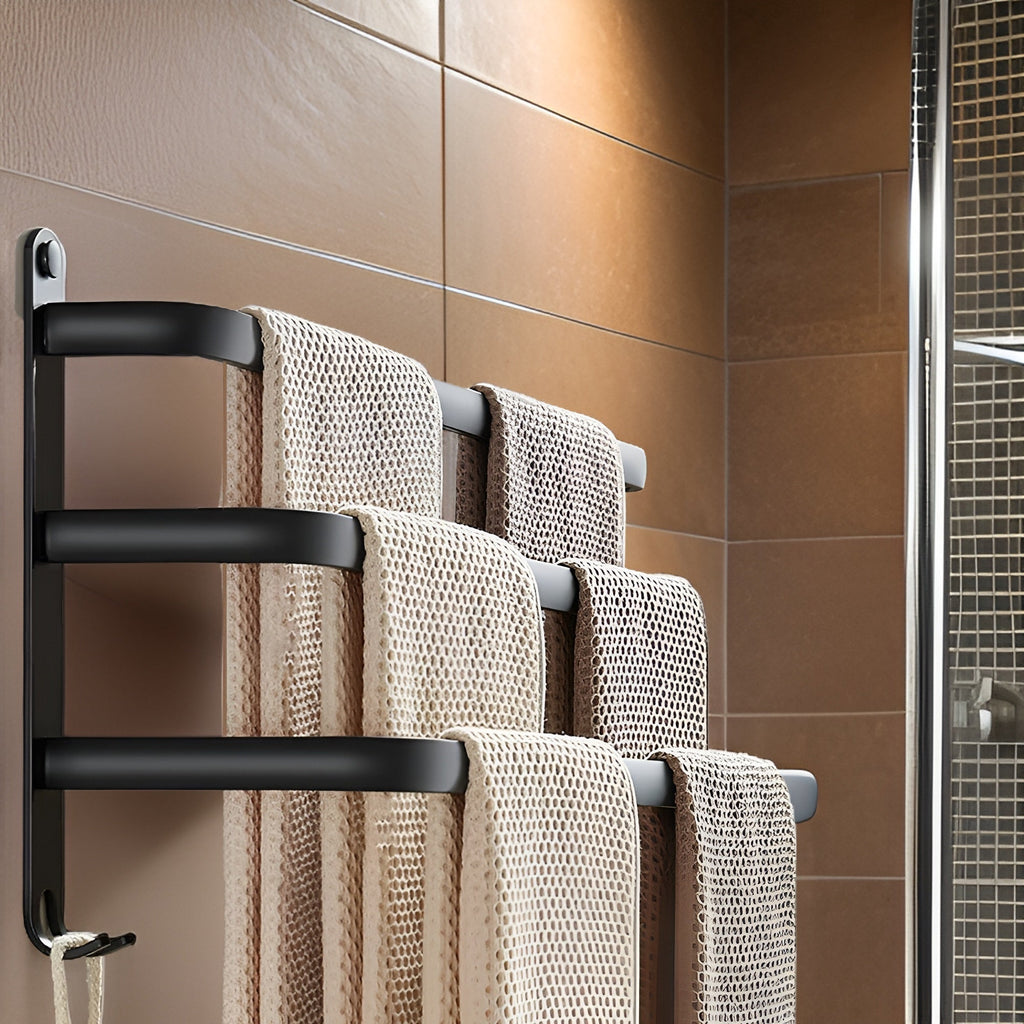 HangEase 3-Layer Wall-Mounted Towel Holder – Aluminum Space-Saving Design