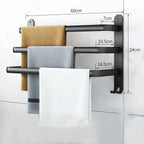 HangEase 3-Layer Towel Holder – Black Wall-Mounted Aluminium Rack Without Drilling