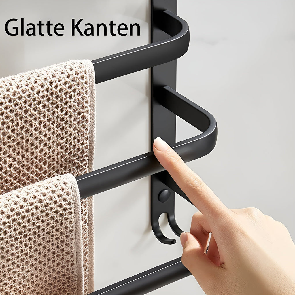 HangEase 3-Layer Wall-Mounted Towel Holder – Aluminum Space-Saving Design