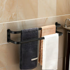 HangEase 3-Layer Towel Holder – Black Wall-Mounted Aluminium Rack Without Drilling