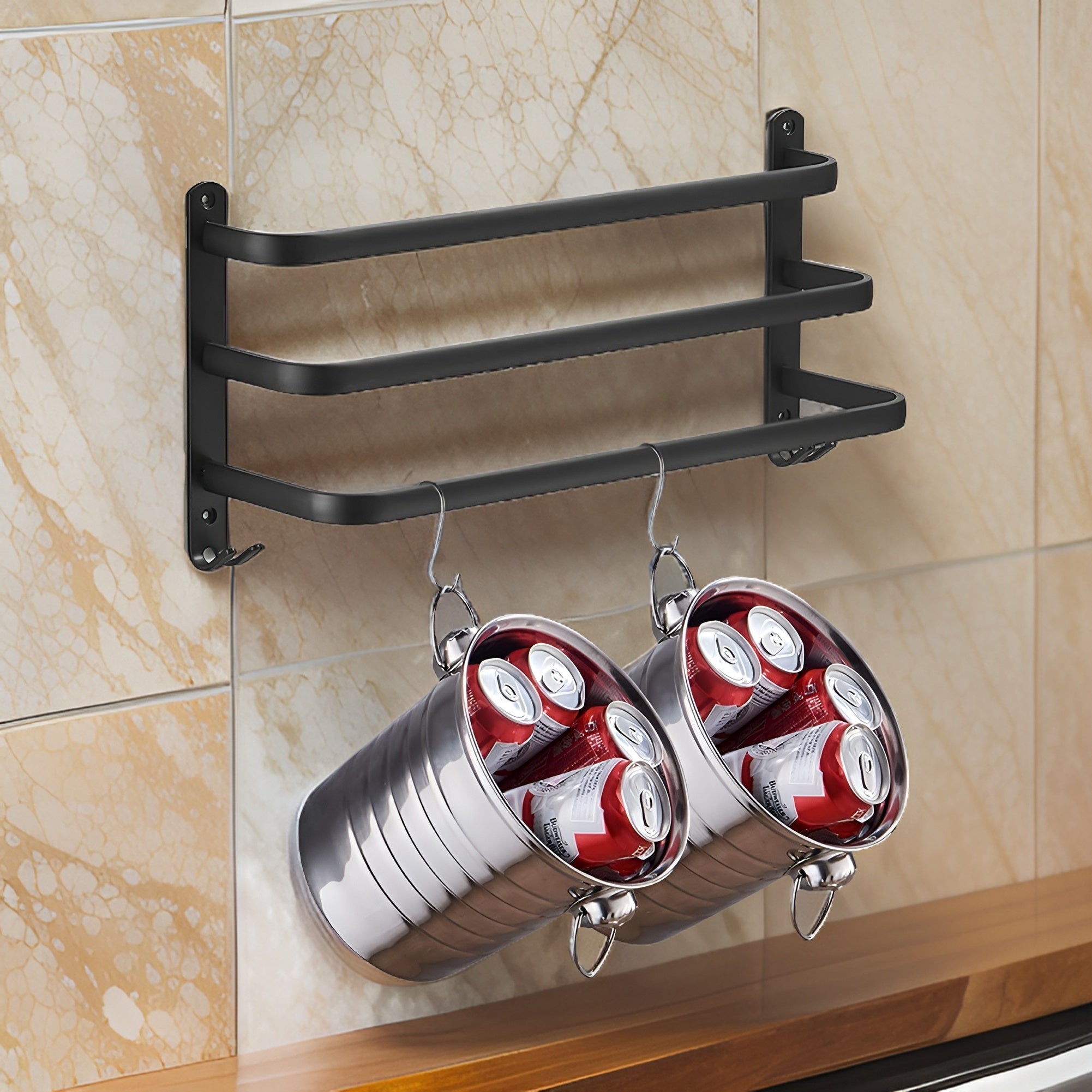 HangEase | 3-layer Towel Holder Black No Drilling