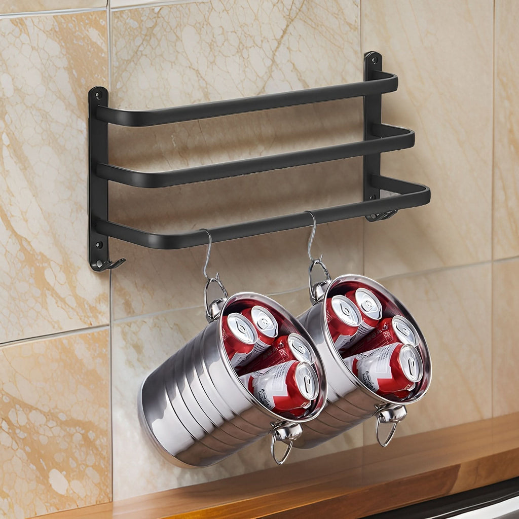HangEase 3-Layer Wall Towel Rack – Black