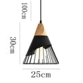 Vintage pendant light with cable – Industrial hanging lamp made of metal and wood