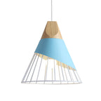 Vintage pendant light with cable – Industrial hanging lamp made of metal and wood