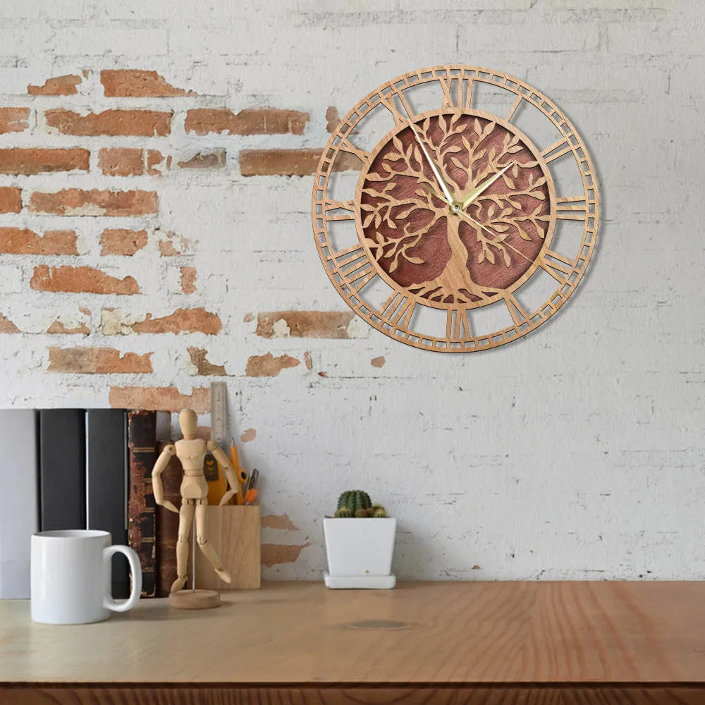 WoodArt | Rustic wall clock made of wood in vintage style