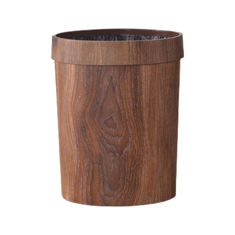 Elegant Retro Wood Grain Trash Can