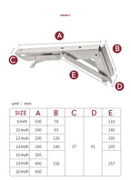 2-piece set collapsible shelf brackets, heavy-duty, made of stainless steel for tables, motorhomes and space-saving