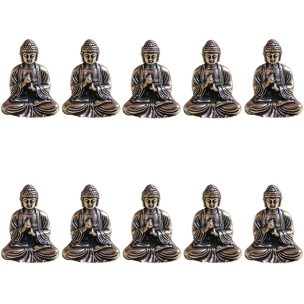 10 pieces mini brass sitting Buddha statue figure for travel Buddhism worship home office desk decoration
