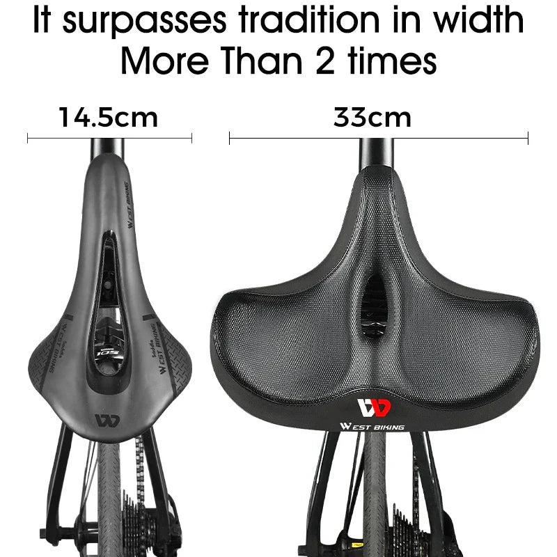 Ergonomic Bike Saddle with Thick Cushion Pad – Most Comfortable Bike Saddle for MTB and Road Bikes, Breathable Design