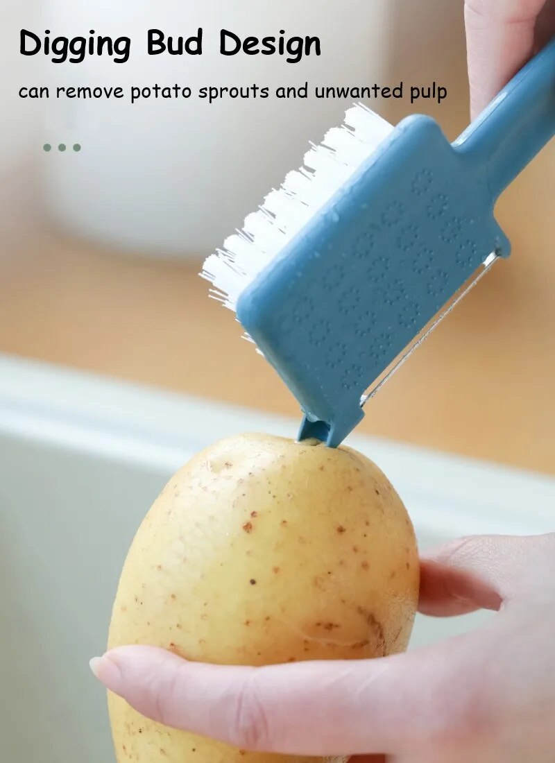 5in1 Stainless Steel Peeler Grater Kitchen Brush
