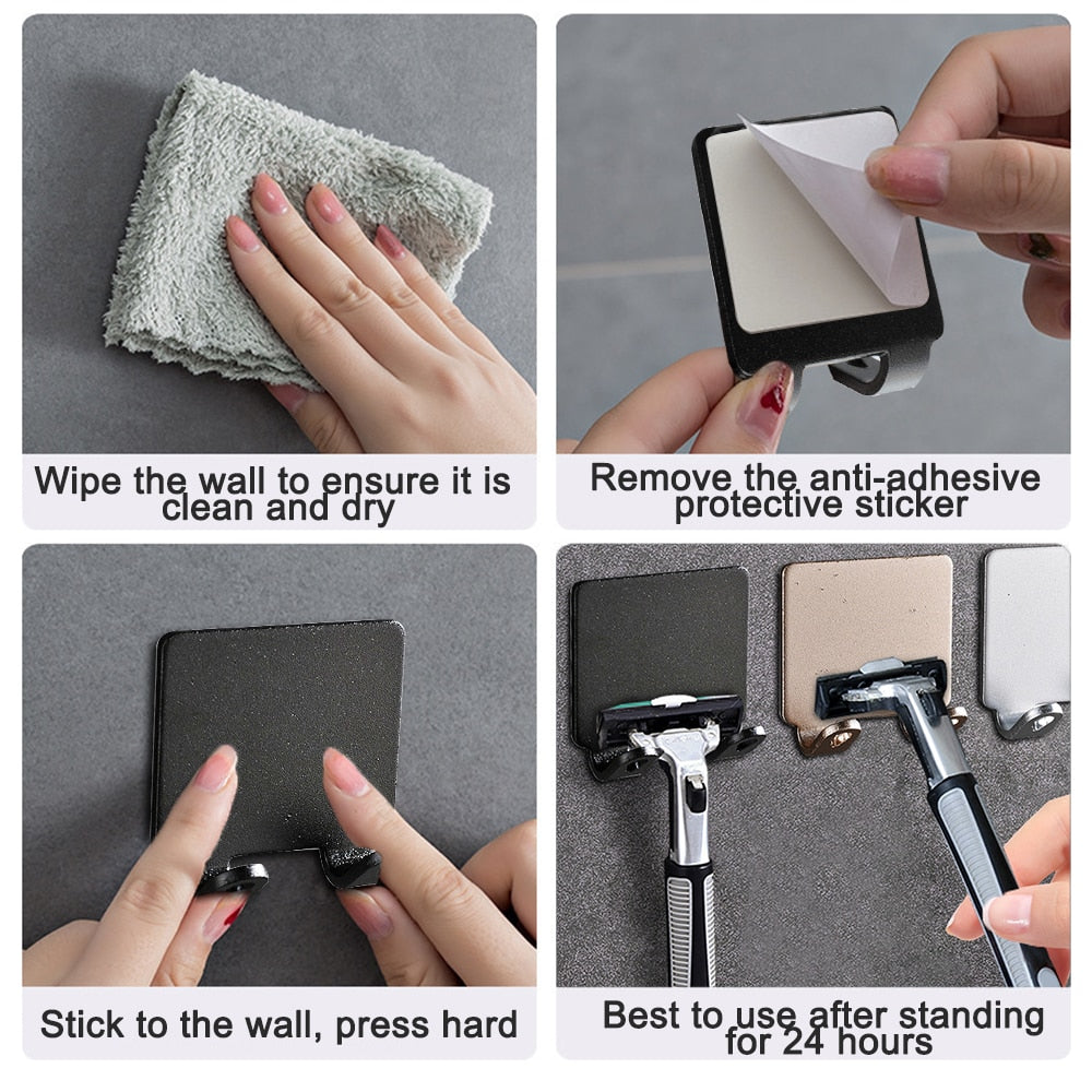Punch-free Razor Holder Storage Hook (1/2/3 Pieces) - Wall Mounted Men's Razor Shelf for the Bathroom