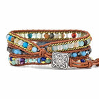 Elegant Turquoise Hamsa Wrap Bracelet - Soraya in Blue