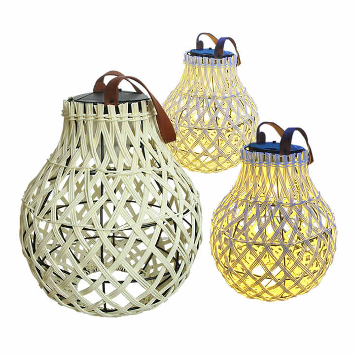 Solar LED Rattan Lantern – Large Outdoor Lighting in Oval Design for Garden and Terrace