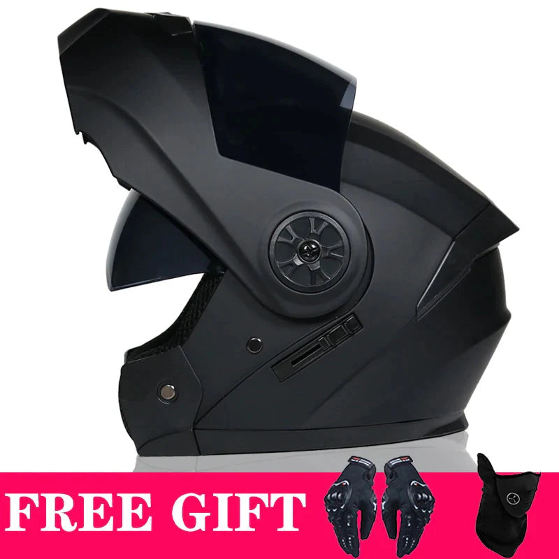 DOT Modular Flip-Up Motorcycle Helmet with Clear Visor and Inner Sun Shield