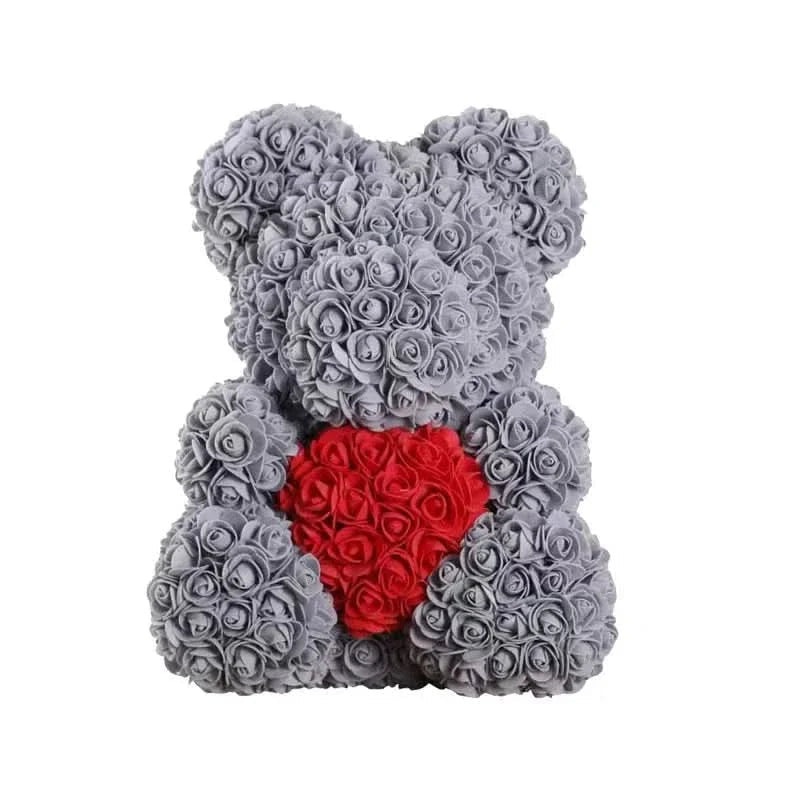 Rose Teddy Bear with Handmade Foam Roses – 40cm