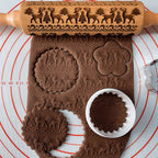Embossed Wooden Rolling Pin | Holiday Cookie Engraver | Handcrafted Beech Wood | JollyRoller