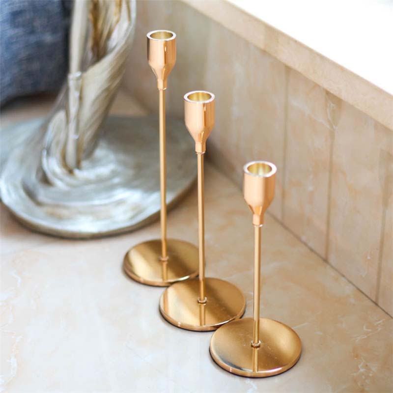 3-piece set metal candle holder