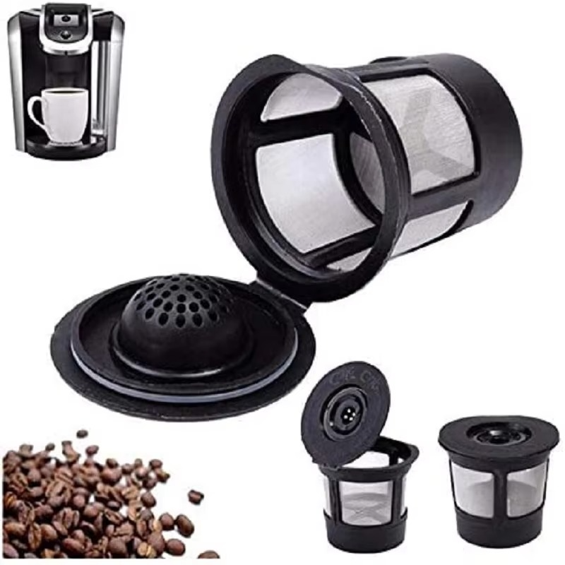 3-Pack Reusable Stainless Steel Coffee Filter Pods with Spoon for 1.0 and 2.0 Brewers