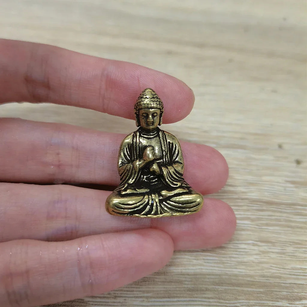 10 pieces mini brass sitting Buddha statue figure for travel Buddhism worship home office desk decoration
