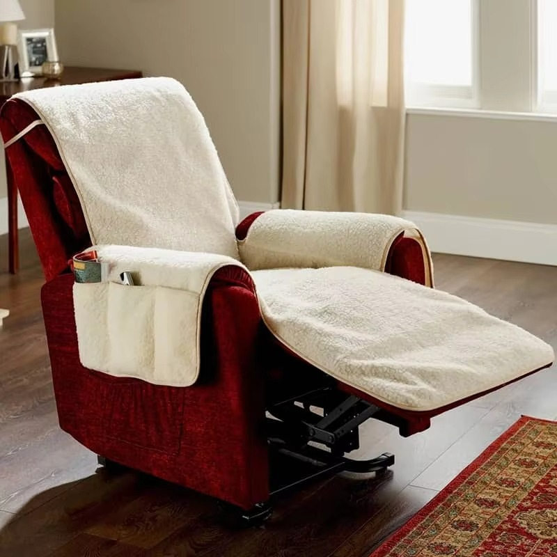 Plush Fleece Recliner and Armchair Protector Pad – Thick, Nonslip Furniture Cover