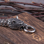 Silver Viking Bracelet "WolfBand" – Handmade with Fenrir Motif