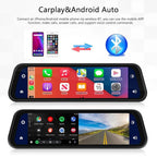 Mirror Dash Cam with 9.66-Inch Touchscreen, Dual 1280×720P Cameras and GPS